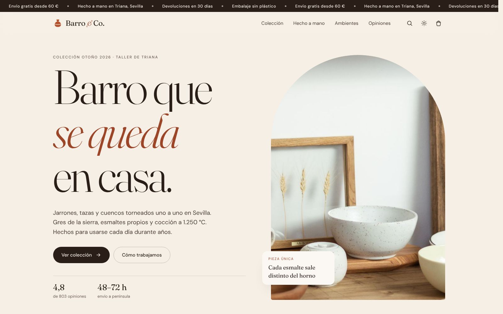 Web de ejemplo: Barro & Co., tienda online