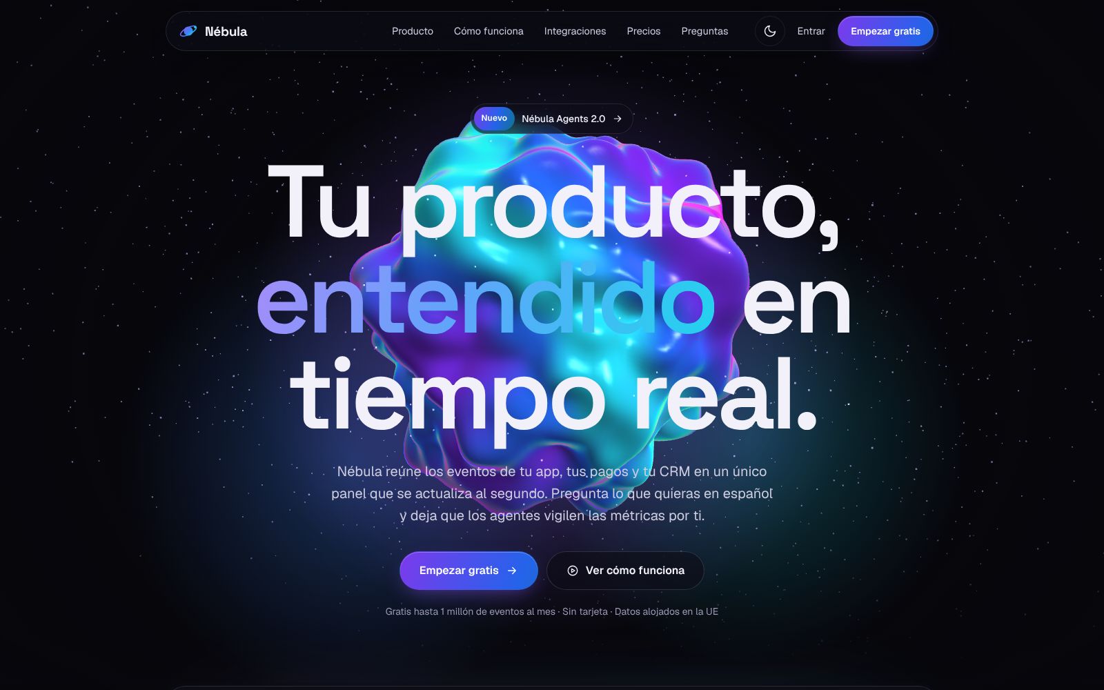Web de ejemplo: Nébula, landing de producto